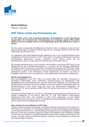 MM - HFR Tafers richtet eine Permanence ein