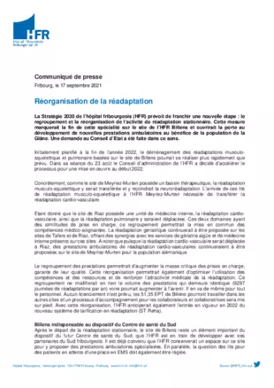 CP - Réorganisation de la réadaptation