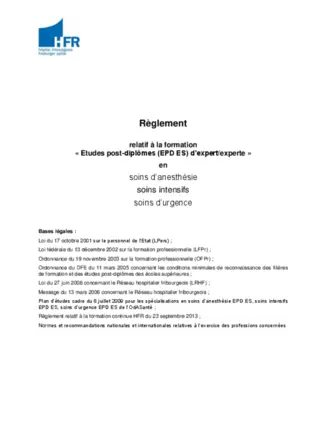 Règlement de formation EPD ES AIU 2020