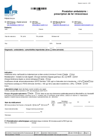 Prestation ambulatoire : prescription de fer intraveineux