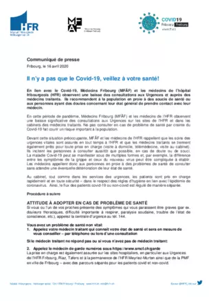 CP - Il n’y a pas que le Covid-19, veillez à votre santé!