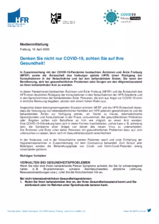MM - Denken Sie nicht nur COVID-19, achten Sie auf Ihre Gesundheit!