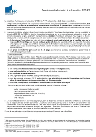 Procédure d'admission à la formation EPD ES