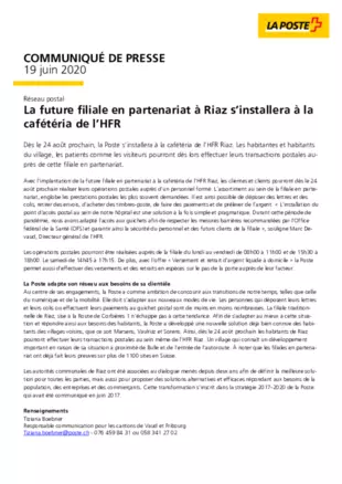 CP - La future filiale en partenariat à Riaz s’installera à la cafétéria de l’HFR