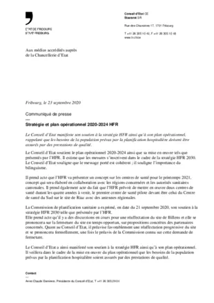 CP - Stratégie et plan opérationnel 2020-2024 HFR