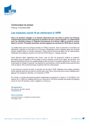 CP - Les mesures covid-19 se renforcent à l’HFR