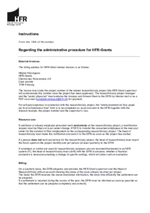 Administrative procedure for HFR-Grants