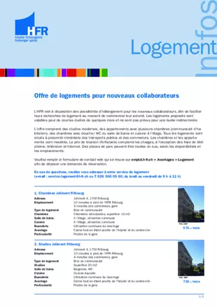 Liste des logements