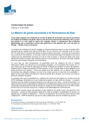 CP - La Maison de garde reconduite à la Permanence de Riaz