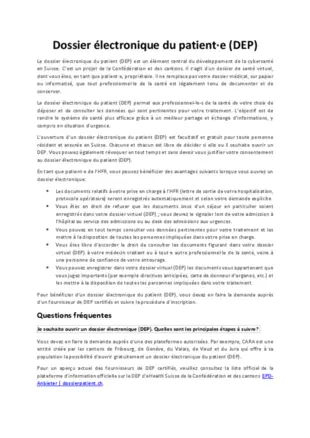 Dossier électronique du patient·e (DEP)