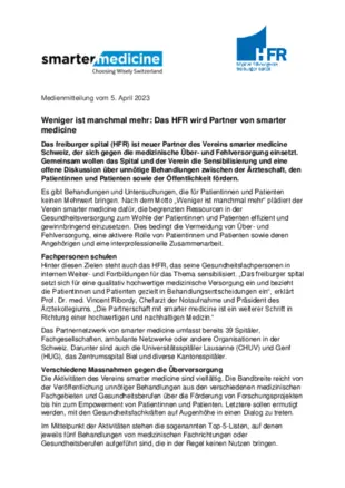 MM - Weniger ist manchmal mehr: Das HFR wird Partner von smarter medicine
