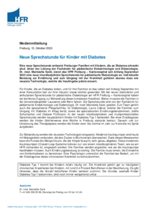 MM - Neue Sprechstunde für Kinder mit Diabetes