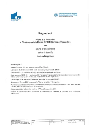 Règlement de formation EPD ES AIU 2024