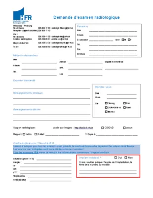 Demande d’examen radiologique