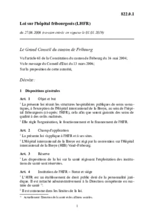 Loi du 27 juin 2006 sur l'hôpital fribourgeois (LHFR)