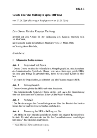 Gesetz vom 27. Juni 2006 über das freiburger spital